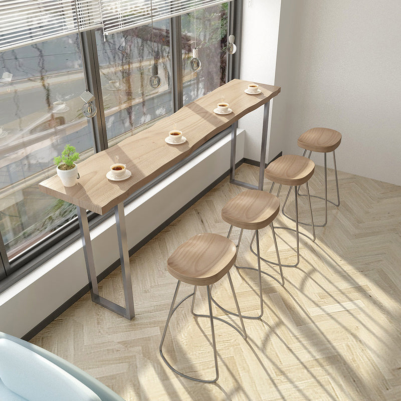 Luxurious Rectangle Solid Wood Bar Table Set 1/5 Pieces Counter Table with Backless Stools 5 Pieces: Table, 4 Stools Clearhalo 'Bar Furniture' 'furn' 'furn_home_bar_bar_sets' 'Furniture' 'Home Bars & Bar Sets' 'home_bar_bar_sets' 'Kitchen & Dining Furniture' 5677619