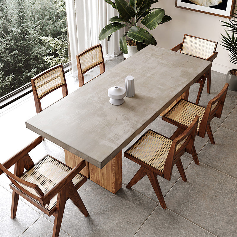 Moderne 1/5-delige eettafelset, rechthoekige grenenhouten eettafel voor de woonkamer