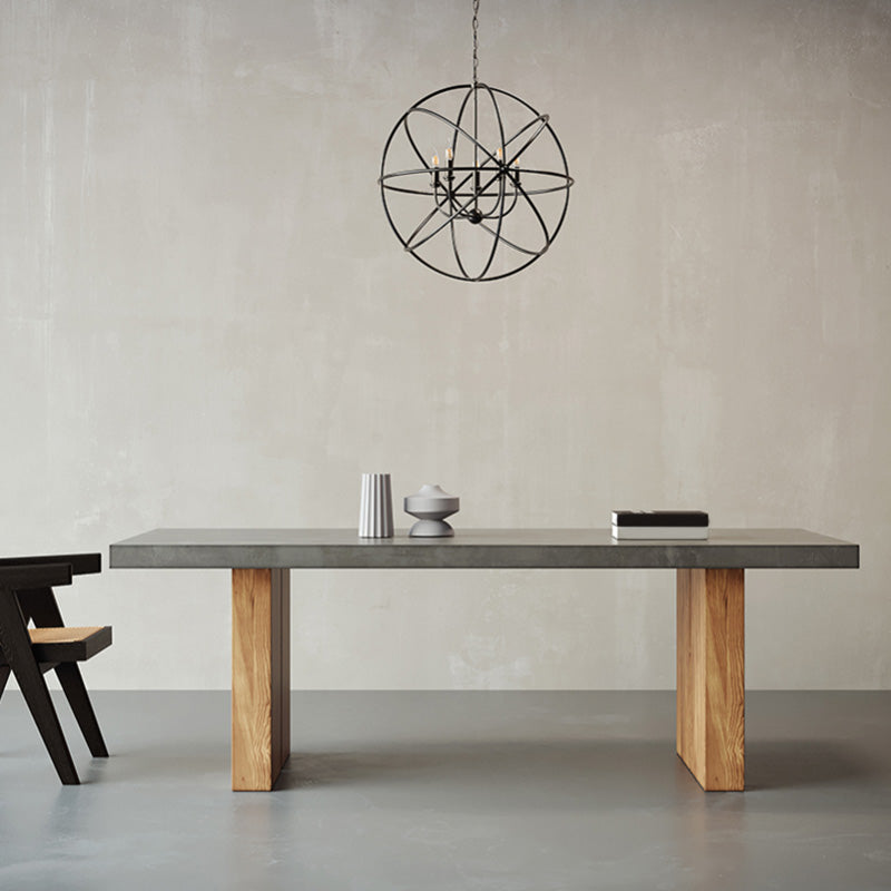 Moderne 1/5-delige eettafelset, rechthoekige grenenhouten eettafel voor de woonkamer