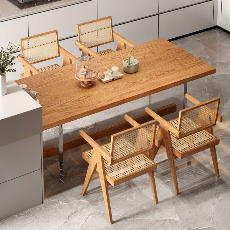 Rectangle 1/2/5/7 Pieces Dining Set Acrylic Base Dining Furniture in Natural Clearhalo 'Dining Room Sets' 'Dining Tables & Seating' 'dining_room_set' 'furn' 'furn_dining_room_set' 'Furniture' 'Kitchen & Dining Furniture' 5677677