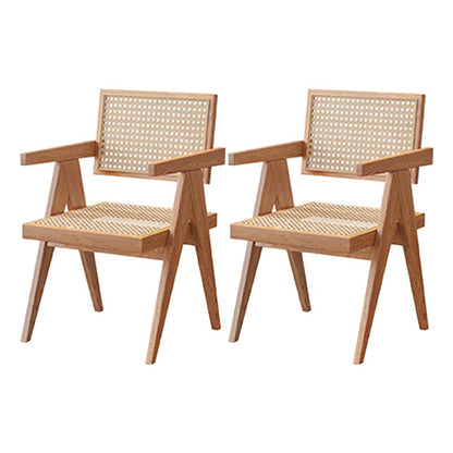 Rectangle 1/2/5/7 Pieces Dining Set Acrylic Base Dining Furniture in Natural 2 Wood Chairs Clearhalo 'Dining Room Sets' 'Dining Tables & Seating' 'dining_room_set' 'furn' 'furn_dining_room_set' 'Furniture' 'Kitchen & Dining Furniture' 5677681