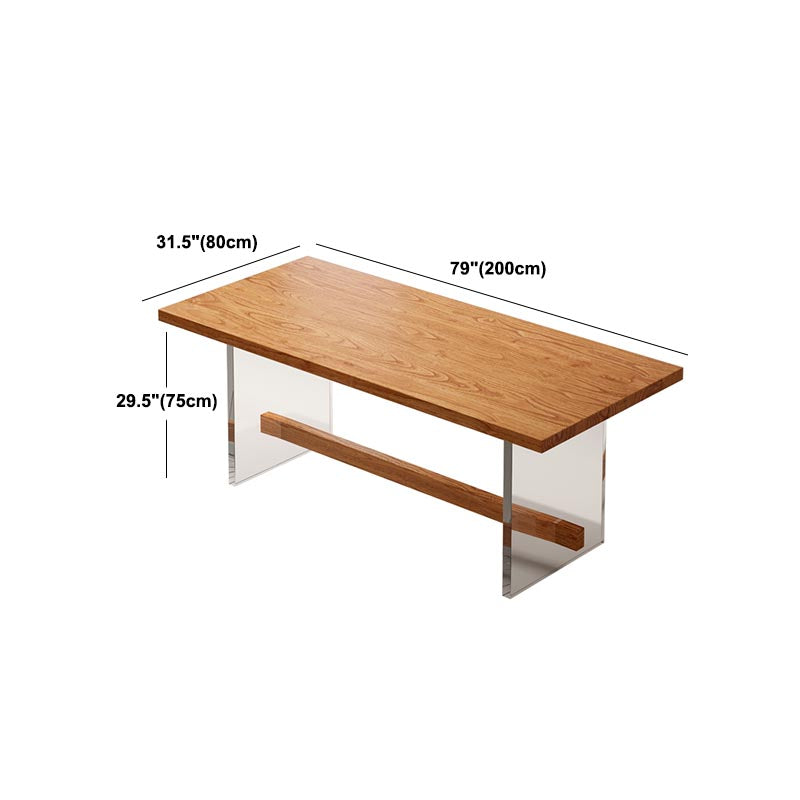 Rectangle 1/2/5/7 Pieces Dining Set Acrylic Base Dining Furniture in Natural Clearhalo 'Dining Room Sets' 'Dining Tables & Seating' 'dining_room_set' 'furn' 'furn_dining_room_set' 'Furniture' 'Kitchen & Dining Furniture' 5677696