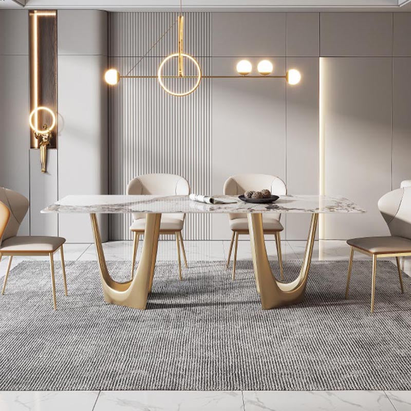 Designer Style Sintered Stone Top Dining Table Set Rectangular 1/4/5/7 Pieces Dining Set 5 Pieces: Table, 4 Chairs Clearhalo 'Dining Room Sets' 'Dining Tables & Seating' 'dining_room_set' 'furn' 'furn_dining_room_set' 'Furniture' 'Kitchen & Dining Furniture' 5677699