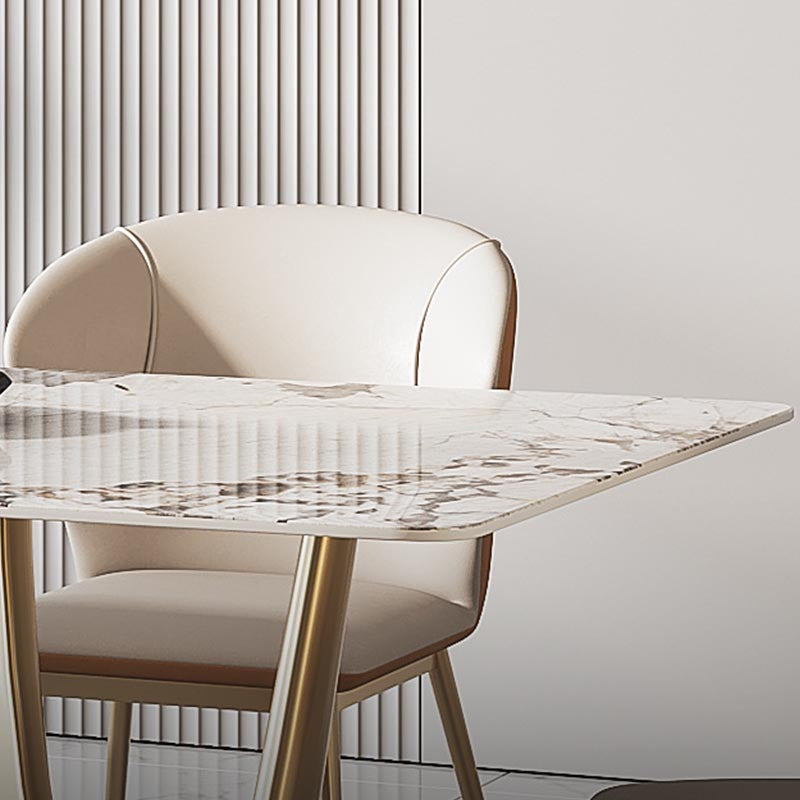Designer Style Sintered Stone Top Dining Table Set Rectangular 1/4/5/7 Pieces Dining Set Clearhalo 'Dining Room Sets' 'Dining Tables & Seating' 'dining_room_set' 'furn' 'furn_dining_room_set' 'Furniture' 'Kitchen & Dining Furniture' 5677709