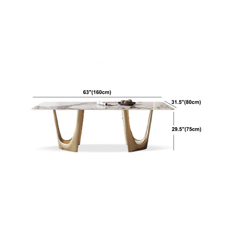Designer Style Sintered Stone Top Dining Table Set Rectangular 1/4/5/7 Pieces Dining Set Clearhalo 'Dining Room Sets' 'Dining Tables & Seating' 'dining_room_set' 'furn' 'furn_dining_room_set' 'Furniture' 'Kitchen & Dining Furniture' 5677717