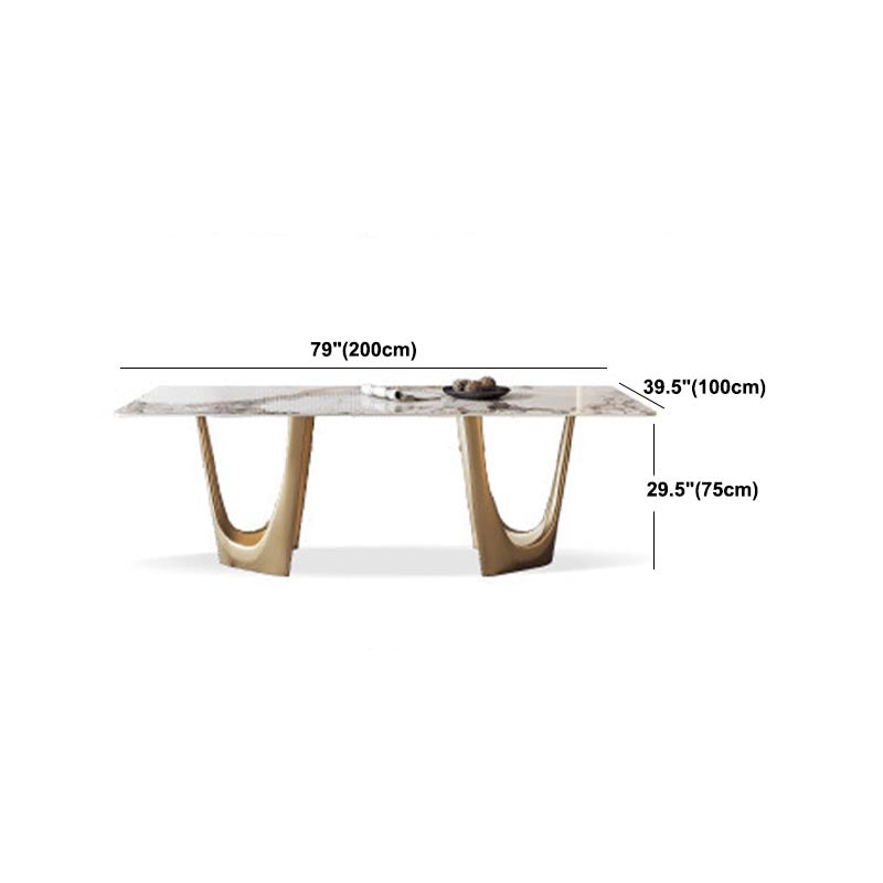 Designer Style Sintered Stone Top Dining Table Set Rectangular 1/4/5/7 Pieces Dining Set Clearhalo 'Dining Room Sets' 'Dining Tables & Seating' 'dining_room_set' 'furn' 'furn_dining_room_set' 'Furniture' 'Kitchen & Dining Furniture' 5677719
