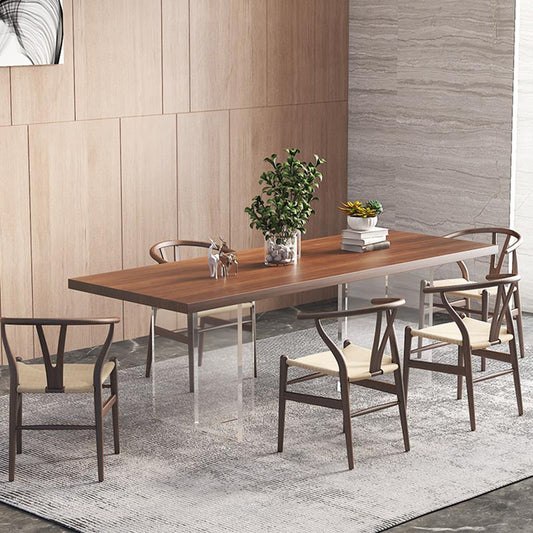 モダンな1/6ピースダイニングセット長方形の松の木のダイニングテーブルキッチンダイニングルーム