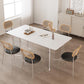 Modern White Dining Set Rectangle 1/2/4/5/7 Stone and Acrylic Pieces Dinette Set 7 Pieces: Table, 6 Chairs Clearhalo 'Dining Room Sets' 'Dining Tables & Seating' 'dining_room_set' 'furn' 'furn_dining_room_set' 'Furniture' 'Kitchen & Dining Furniture' 5677762