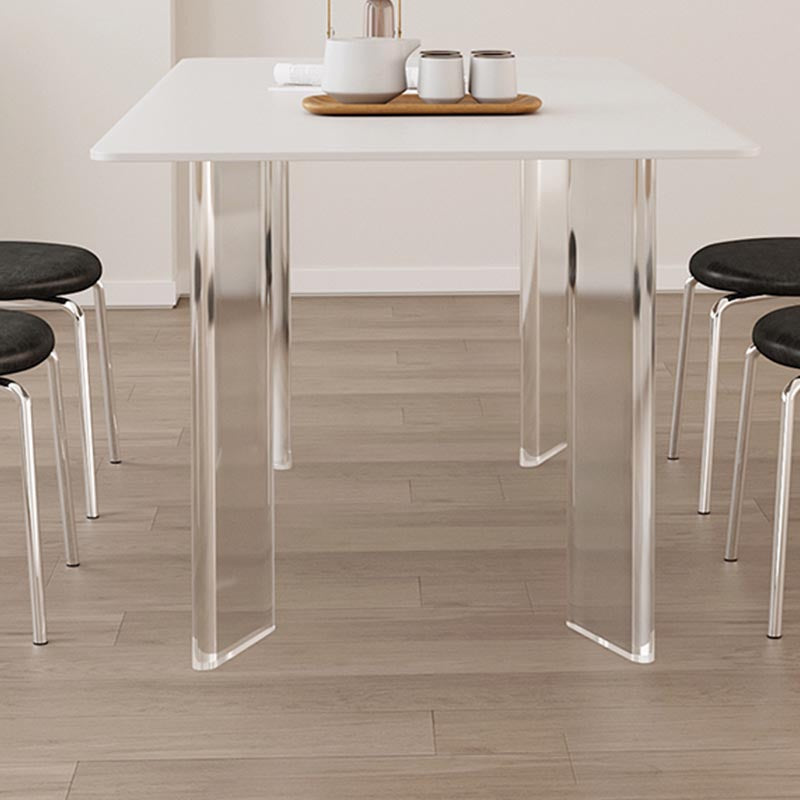 Modern White Dining Set Rectangle 1/2/4/5/7 Stone and Acrylic Pieces Dinette Set Clearhalo 'Dining Room Sets' 'Dining Tables & Seating' 'dining_room_set' 'furn' 'furn_dining_room_set' 'Furniture' 'Kitchen & Dining Furniture' 5677772