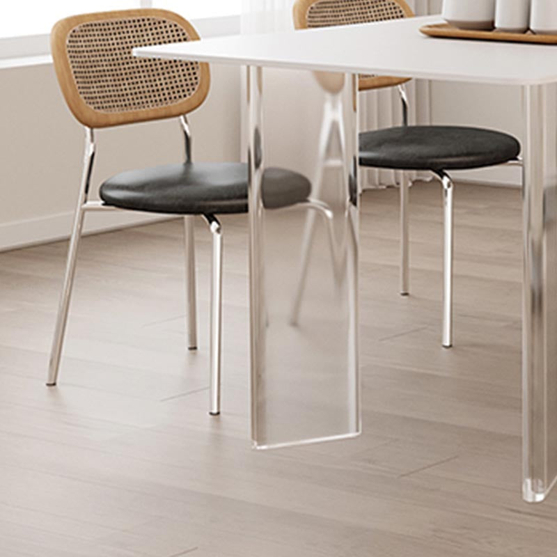 Modern White Dining Set Rectangle 1/2/4/5/7 Stone and Acrylic Pieces Dinette Set Clearhalo 'Dining Room Sets' 'Dining Tables & Seating' 'dining_room_set' 'furn' 'furn_dining_room_set' 'Furniture' 'Kitchen & Dining Furniture' 5677774