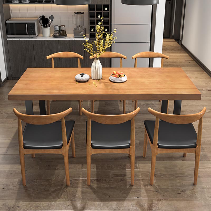 Modern 1/5/7 Pieces Dining Set Rectangle Pine Wood Dining Table for Dining Room Kitchen Clearhalo 'Dining Room Sets' 'Dining Tables & Seating' 'dining_room_set' 'furn' 'furn_dining_room_set' 'Furniture' 'Kitchen & Dining Furniture' 5677789