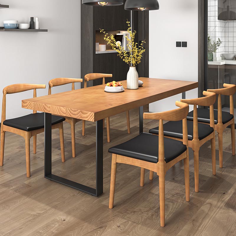 Modern 1/5/7 Pieces Dining Set Rectangle Pine Wood Dining Table for Dining Room Kitchen Clearhalo 'Dining Room Sets' 'Dining Tables & Seating' 'dining_room_set' 'furn' 'furn_dining_room_set' 'Furniture' 'Kitchen & Dining Furniture' 5677794