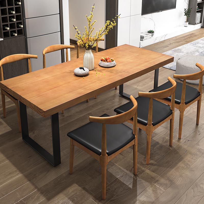 Modern 1/5/7 Pieces Dining Set Rectangle Pine Wood Dining Table for Dining Room Kitchen Clearhalo 'Dining Room Sets' 'Dining Tables & Seating' 'dining_room_set' 'furn' 'furn_dining_room_set' 'Furniture' 'Kitchen & Dining Furniture' 5677795
