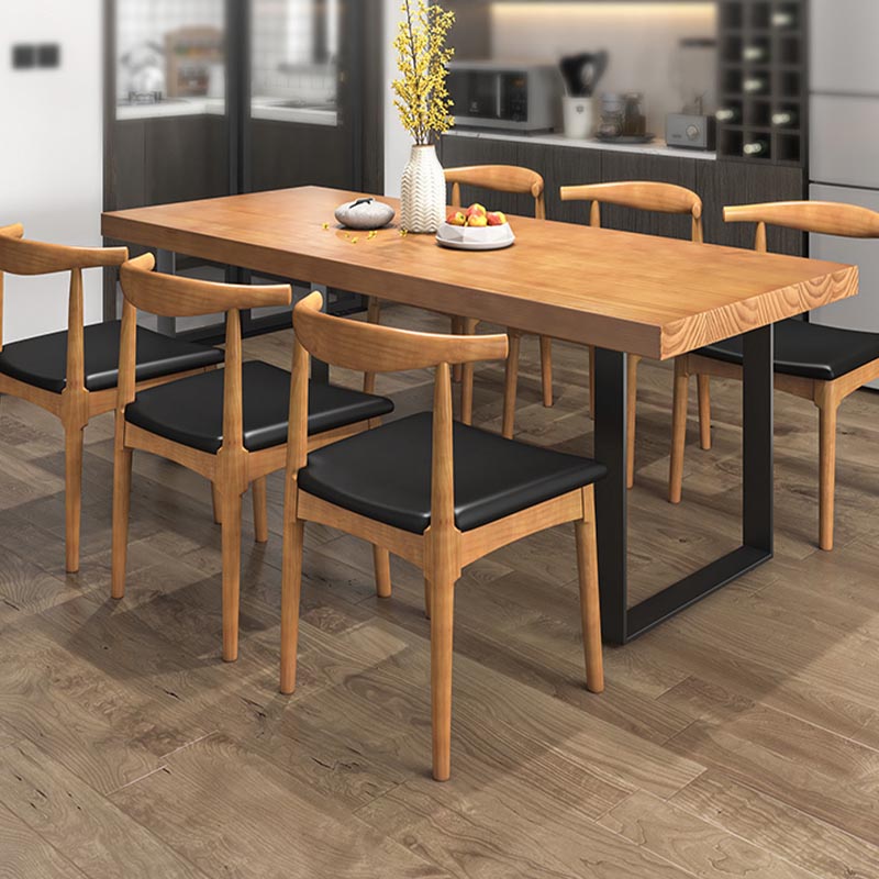 Modern 1/5/7 Pieces Dining Set Rectangle Pine Wood Dining Table for Dining Room Kitchen Clearhalo 'Dining Room Sets' 'Dining Tables & Seating' 'dining_room_set' 'furn' 'furn_dining_room_set' 'Furniture' 'Kitchen & Dining Furniture' 5677801