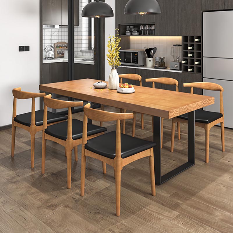 Modern 1/5/7 Pieces Dining Set Rectangle Pine Wood Dining Table for Dining Room Kitchen Clearhalo 'Dining Room Sets' 'Dining Tables & Seating' 'dining_room_set' 'furn' 'furn_dining_room_set' 'Furniture' 'Kitchen & Dining Furniture' 5677804