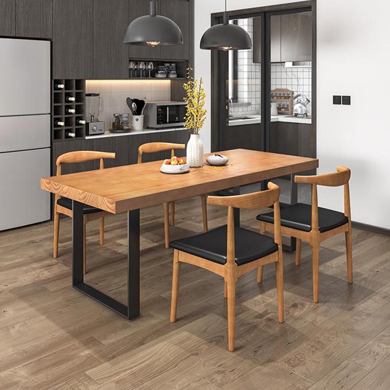 Modern 1/5/7 Pieces Dining Set Rectangle Pine Wood Dining Table for Dining Room Kitchen Clearhalo 'Dining Room Sets' 'Dining Tables & Seating' 'dining_room_set' 'furn' 'furn_dining_room_set' 'Furniture' 'Kitchen & Dining Furniture' 5677806