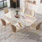 Glam Dining Table Set 1/2/5/7 Pcs Rectangle Dining Table with Upholstered Chairs Clearhalo 'Dining Room Sets' 'Dining Tables & Seating' 'dining_room_set' 'furn' 'furn_dining_room_set' 'Furniture' 'Kitchen & Dining Furniture' 5677836