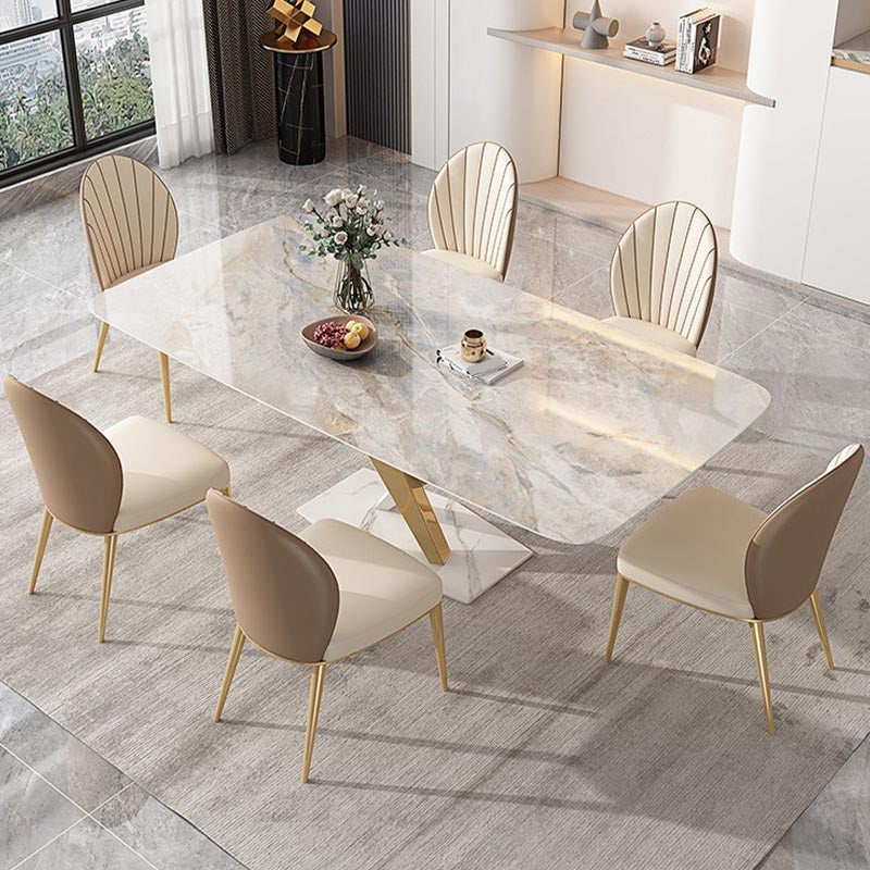 Glam Dining Table Set 1/2/5/7 Pcs Rectangle Dining Table with Upholstered Chairs Clearhalo 'Dining Room Sets' 'Dining Tables & Seating' 'dining_room_set' 'furn' 'furn_dining_room_set' 'Furniture' 'Kitchen & Dining Furniture' 5677836