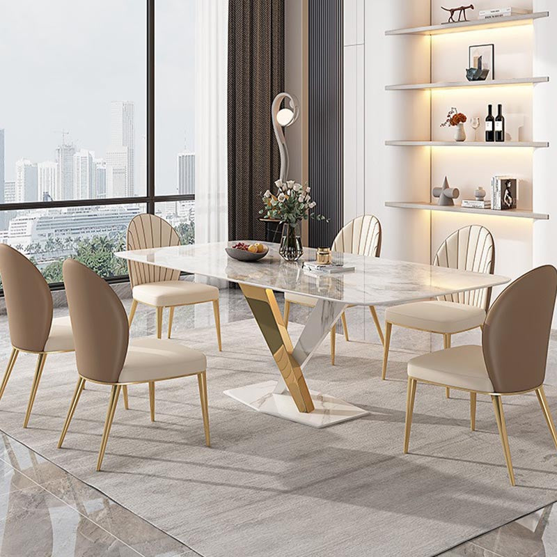 Glam Dining Table Set 1/2/5/7 Pcs Rectangle Dining Table with Upholstered Chairs Clearhalo 'Dining Room Sets' 'Dining Tables & Seating' 'dining_room_set' 'furn' 'furn_dining_room_set' 'Furniture' 'Kitchen & Dining Furniture' 5677838