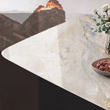 グラムダイニングテーブルセット1/2/5/7 PCS長方形のダイニングテーブル布張りの椅子付き