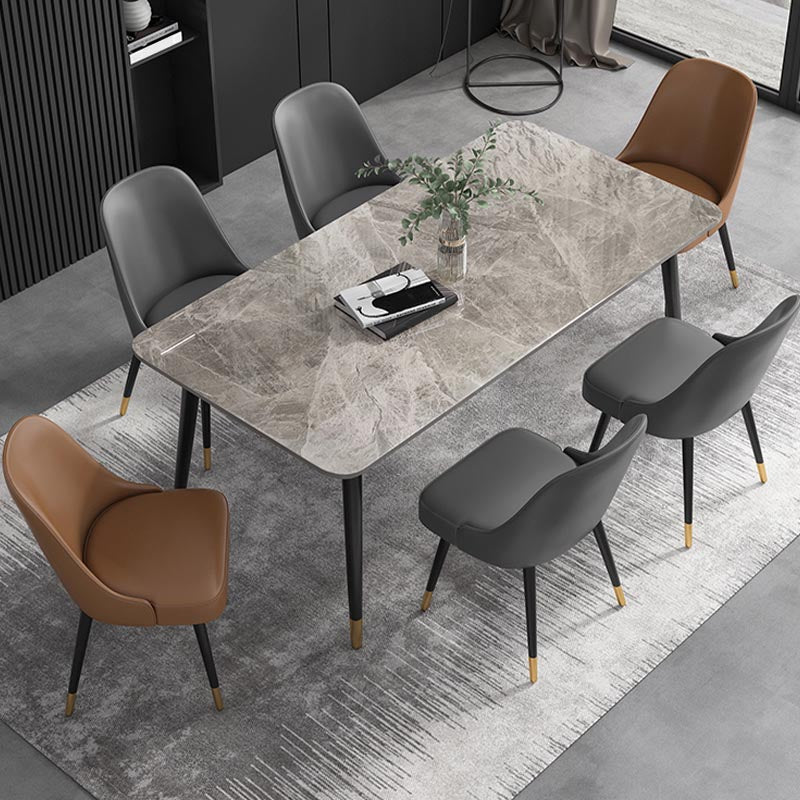 Modern Rectangle 1/2/5/7 Pieces Dining Set Stone Top Legs Indoor Dinette Set Clearhalo 'Dining Room Sets' 'Dining Tables & Seating' 'dining_room_set' 'furn' 'furn_dining_room_set' 'Furniture' 'Kitchen & Dining Furniture' 5677877