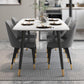 Modern Rectangle 1/2/5/7 Pieces Dining Set Stone Top Legs Indoor Dinette Set 5 Pieces: White Table, 4 Grey Chairs Clearhalo 'Dining Room Sets' 'Dining Tables & Seating' 'dining_room_set' 'furn' 'furn_dining_room_set' 'Furniture' 'Kitchen & Dining Furniture' 5677880