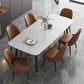 Modern Rectangle 1/2/5/7 Pieces Dining Set Stone Top Legs Indoor Dinette Set 7 Pieces: White Table, 6 Brown Chairs Clearhalo 'Dining Room Sets' 'Dining Tables & Seating' 'dining_room_set' 'furn' 'furn_dining_room_set' 'Furniture' 'Kitchen & Dining Furniture' 5677881