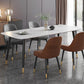 Modern Rectangle 1/2/5/7 Pieces Dining Set Stone Top Legs Indoor Dinette Set 5 Pieces: White Table, 2 Gray + 2 Brown Chairs Clearhalo 'Dining Room Sets' 'Dining Tables & Seating' 'dining_room_set' 'furn' 'furn_dining_room_set' 'Furniture' 'Kitchen & Dining Furniture' 5677889
