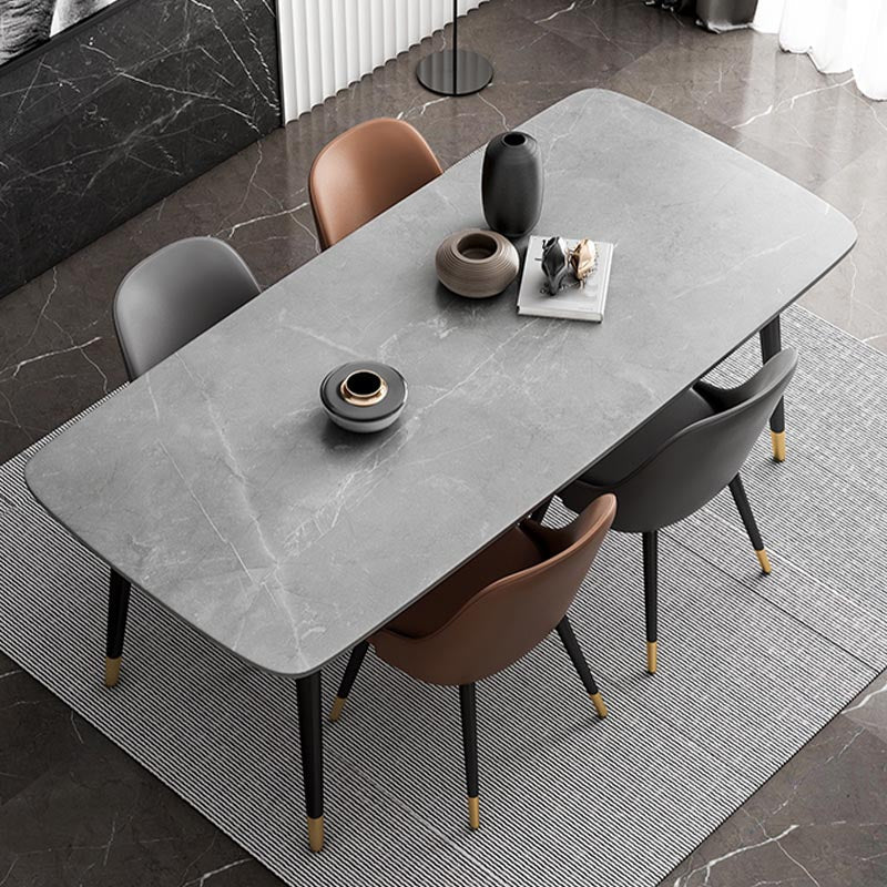 Modern Rectangle 1/2/5/7 Pieces Dining Set Stone Top Legs Indoor Dinette Set Clearhalo 'Dining Room Sets' 'Dining Tables & Seating' 'dining_room_set' 'furn' 'furn_dining_room_set' 'Furniture' 'Kitchen & Dining Furniture' 5677894