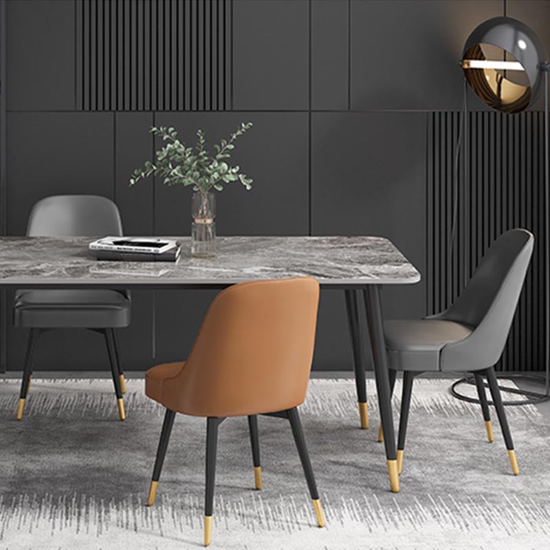 Modern Rectangle 1/2/5/7 Pieces Dining Set Stone Top Legs Indoor Dinette Set Clearhalo 'Dining Room Sets' 'Dining Tables & Seating' 'dining_room_set' 'furn' 'furn_dining_room_set' 'Furniture' 'Kitchen & Dining Furniture' 5677895