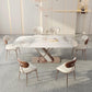 Nordic Sintered Stone Top Dining Set Rectangular 1/4/5/7/9 Pieces Dining Area Table Set Clearhalo 'Dining Room Sets' 'Dining Tables & Seating' 'dining_room_set' 'furn' 'furn_dining_room_set' 'Furniture' 'Kitchen & Dining Furniture' 5677936