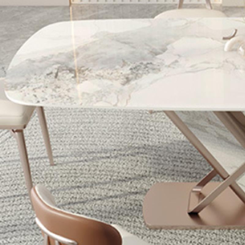 Nordic Sintered Stone Top Dining Set Rectangular 1/4/5/7/9 Pieces Dining Area Table Set Clearhalo 'Dining Room Sets' 'Dining Tables & Seating' 'dining_room_set' 'furn' 'furn_dining_room_set' 'Furniture' 'Kitchen & Dining Furniture' 5677945