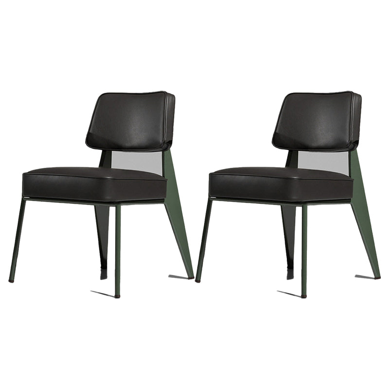 Industrial Style 24.4" Wide Faux Leather Fixed Back Armless Chair Green-Black 2 Piece Set Clearhalo 'Accent Chairs' 'accent_chairs' 'Chairs & Seating' 'furn' 'furn_accent_chairs' 'Furniture' 'Living Room Furniture' 5677985