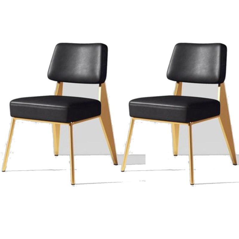 Industrial Style 24.4" Wide Faux Leather Fixed Back Armless Chair Gold-Black 2 Piece Set Clearhalo 'Accent Chairs' 'accent_chairs' 'Chairs & Seating' 'furn' 'furn_accent_chairs' 'Furniture' 'Living Room Furniture' 5677994