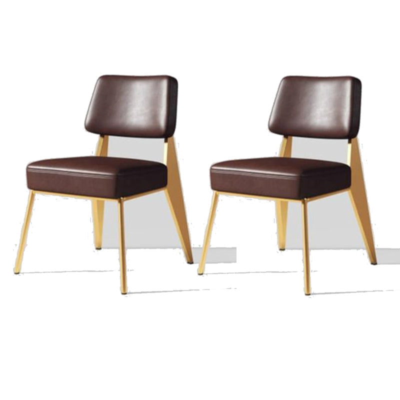 Industrial Style 24.4" Wide Faux Leather Fixed Back Armless Chair Gold-Brown 2 Piece Set Clearhalo 'Accent Chairs' 'accent_chairs' 'Chairs & Seating' 'furn' 'furn_accent_chairs' 'Furniture' 'Living Room Furniture' 5677996
