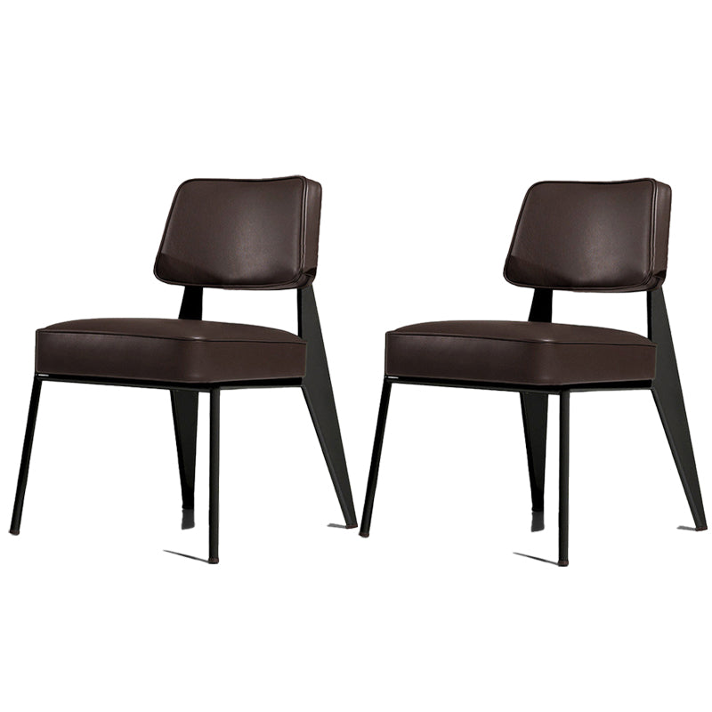 Industrial Style 24.4" Wide Faux Leather Fixed Back Armless Chair Black-Brown 2 Piece Set Clearhalo 'Accent Chairs' 'accent_chairs' 'Chairs & Seating' 'furn' 'furn_accent_chairs' 'Furniture' 'Living Room Furniture' 5677997
