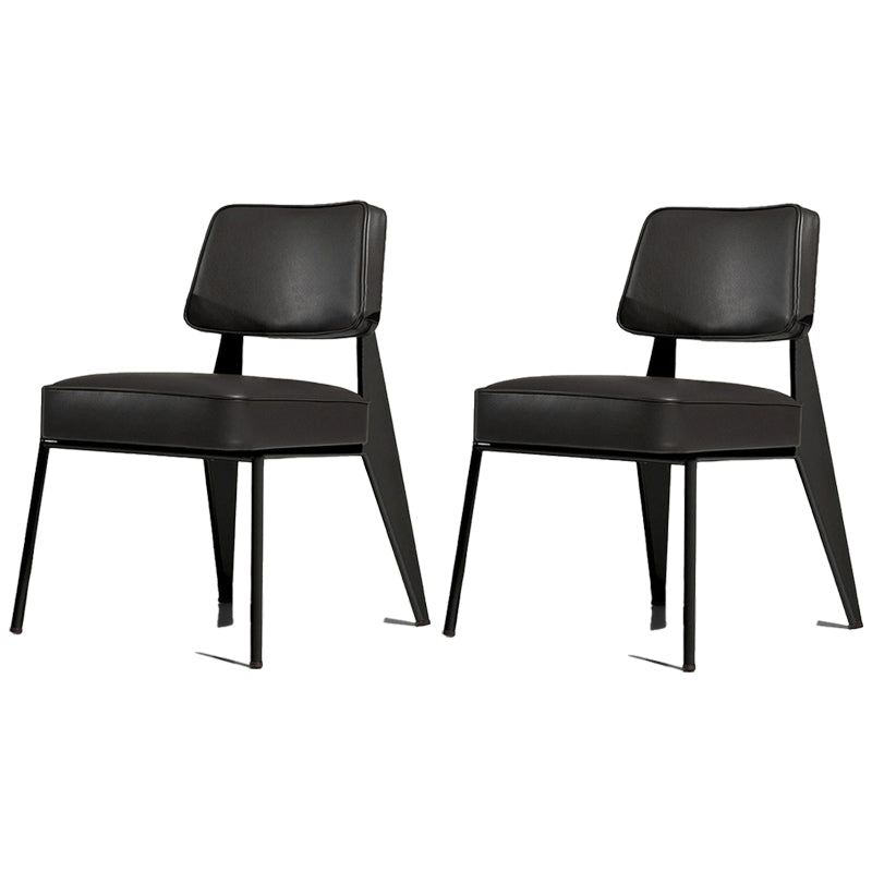 Industrial Style 24.4" Wide Faux Leather Fixed Back Armless Chair Black 2 Piece Set Clearhalo 'Accent Chairs' 'accent_chairs' 'Chairs & Seating' 'furn' 'furn_accent_chairs' 'Furniture' 'Living Room Furniture' 5678000