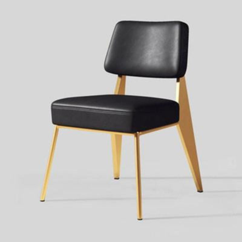 Industrial Style 24.4" Wide Faux Leather Fixed Back Armless Chair Gold-Black 1 Piece Clearhalo 'Accent Chairs' 'accent_chairs' 'Chairs & Seating' 'furn' 'furn_accent_chairs' 'Furniture' 'Living Room Furniture' 5678003