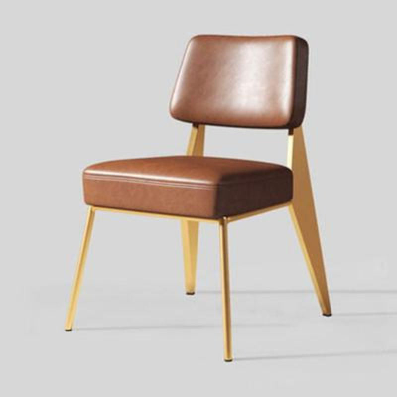 Industrial Style 24.4" Wide Faux Leather Fixed Back Armless Chair Coffee-Gold 1 Piece Clearhalo 'Accent Chairs' 'accent_chairs' 'Chairs & Seating' 'furn' 'furn_accent_chairs' 'Furniture' 'Living Room Furniture' 5678005