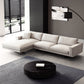 Square Arm Linen Sofa with Chaise Contemporary 4-Steater Loose Back Sofa in White Clearhalo 'furn' 'furn_sectionals' 'Furniture' 'Living Room Furniture' 'Sectionals' 5678021