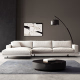 Quadratarm-Leinensofa mit Chaise zeitgenössischer 4-Steater lose Rückensofa in Weiß