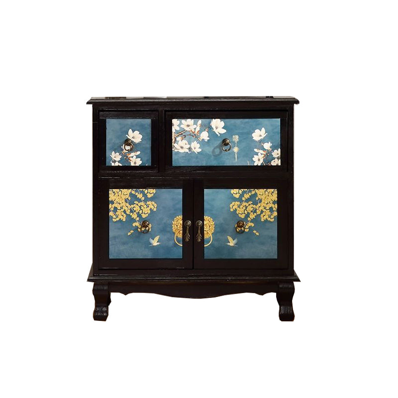 11.8 "D Cofre de almacenamiento de madera sólida COMBO COMBO COMBUTADOR CON CASTOS Y PUERTAS