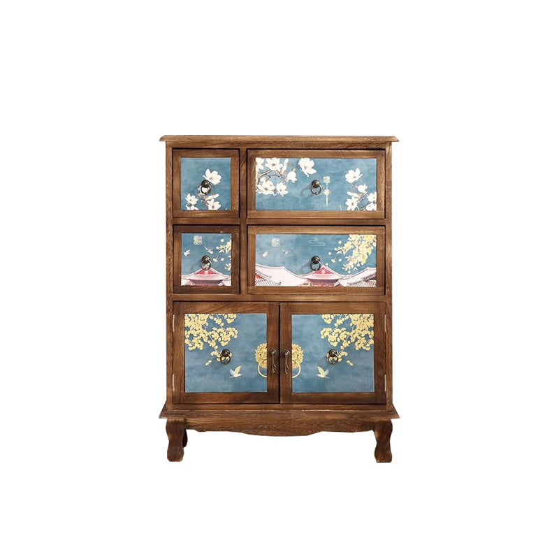 11.8 "D Cofre de almacenamiento de madera sólida COMBO COMBO COMBUTADOR CON CASTOS Y PUERTAS