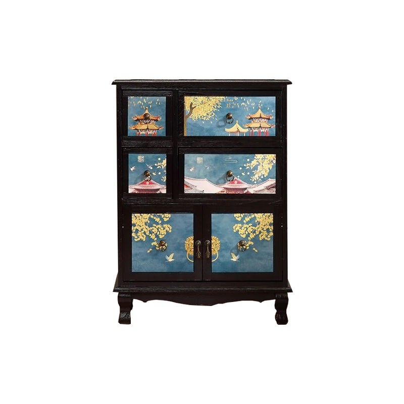 11.8 "D Cofre de almacenamiento de madera sólida COMBO COMBO COMBUTADOR CON CASTOS Y PUERTAS