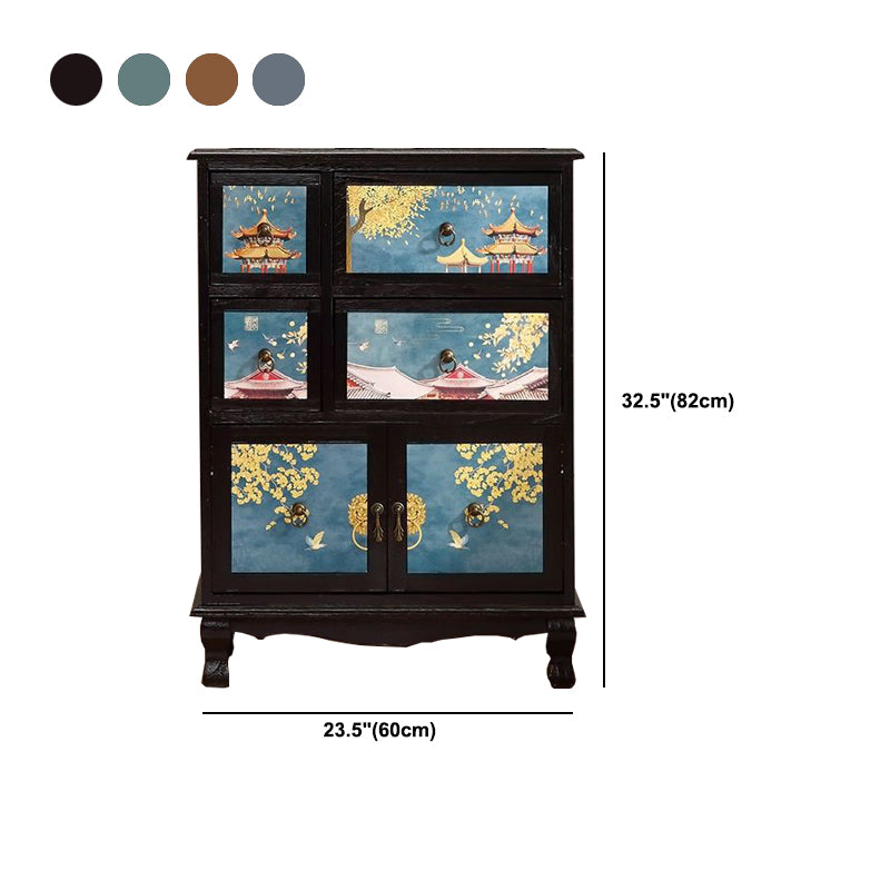 11.8 "D Cofre de almacenamiento de madera sólida COMBO COMBO COMBUTADOR CON CASTOS Y PUERTAS