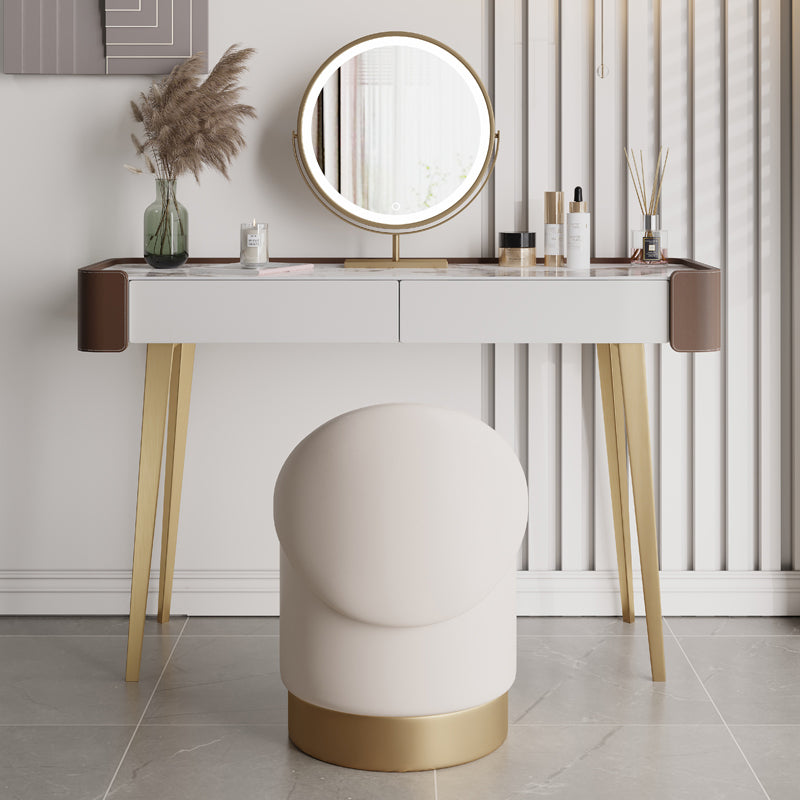 Tavolo da toeletta da toeletta da 2-cadder con trucco in pelle in pelle