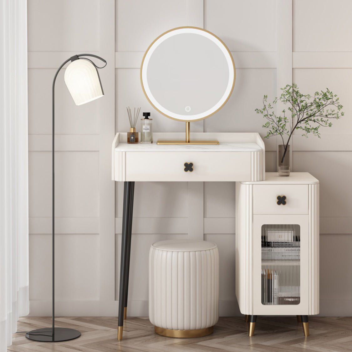 Contemporary Vanity Dressing Table Slate Top Make-up Vanity with Drawer