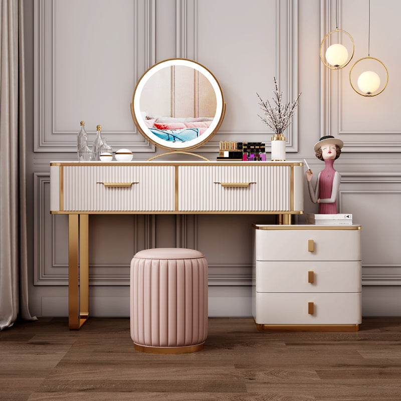 Slate Top Makeup Vanity Set Glam Beige Vanity Dressing Table Set Clearhalo 'Bedroom Furniture' 'furn' 'furn_makeup_vanities' 'Furniture' 'Makeup Vanities' 'makeup_vanities' 5680476