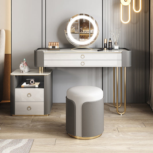 4 cassetti di stoccaggio tavolo da toeletta, vanità alta 30 "set in grigio