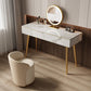 Metal and Stone Dressing Table Luxurious Double Drawers Stool Set